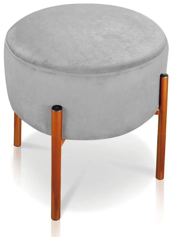 Puff Banqueta Decorativo Industrial Cobre Iron Suede D03 - D'Rossi - Cinza