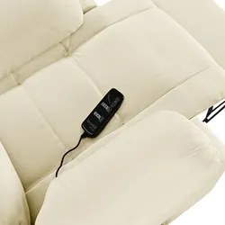 Poltrona do Papai Reclinável Pietra Elétrica LED Massagem FH9 PU Bege