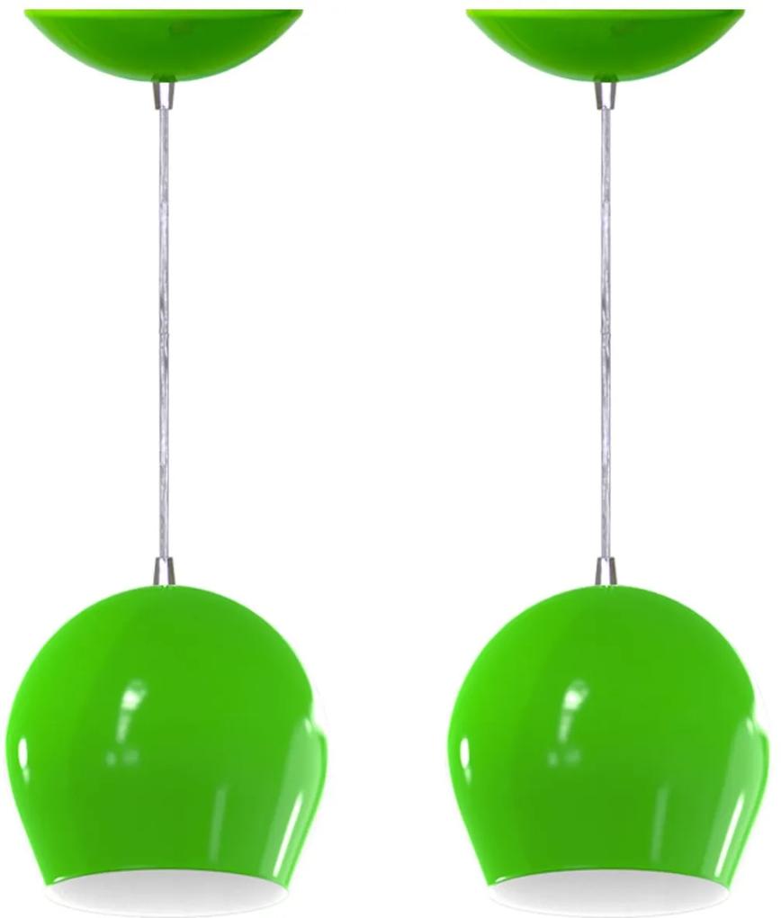 Kit 2 Pendentes Bola (verde Limão / Branco)