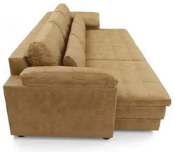 Sofá Retrátil 3 Lugares Para Sala 257cm Dijon Couro Bege S07 - Mpozena