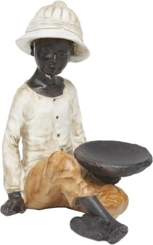 escultura africana O ESCRAVO resina 17cm Ilunato QC0048