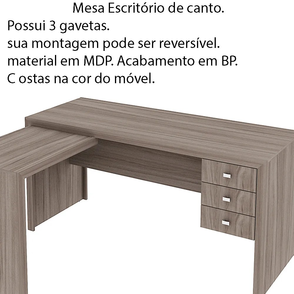 Mesa para Escritório Home Office ME4106 MDP Carvalho G69 - Gran Belo