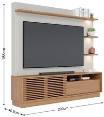 Estante Home Theater para TV 70 Pol. com LED 200cm Amiche C05 Freijó/O