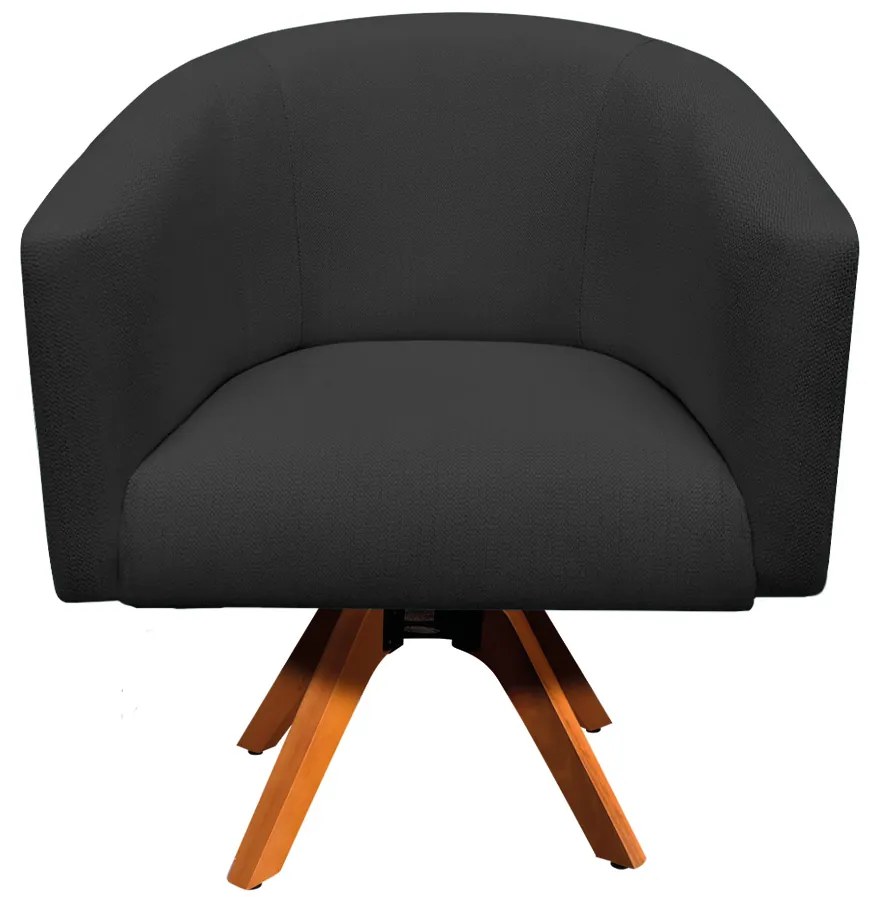 Poltrona Decorativa Giratória MM30 Stella Linho Preto D03 - D'Rossi