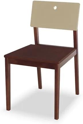 Cadeira Elgin em Madeira Maciça - Imbuia/Bege