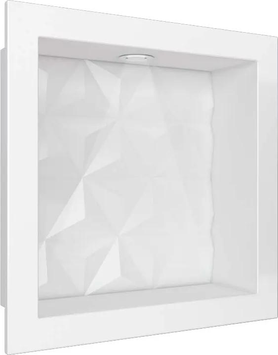 Nicho Para Banheiro 30x30 Com Led Mármore Sintético Cozimax Branco Textura