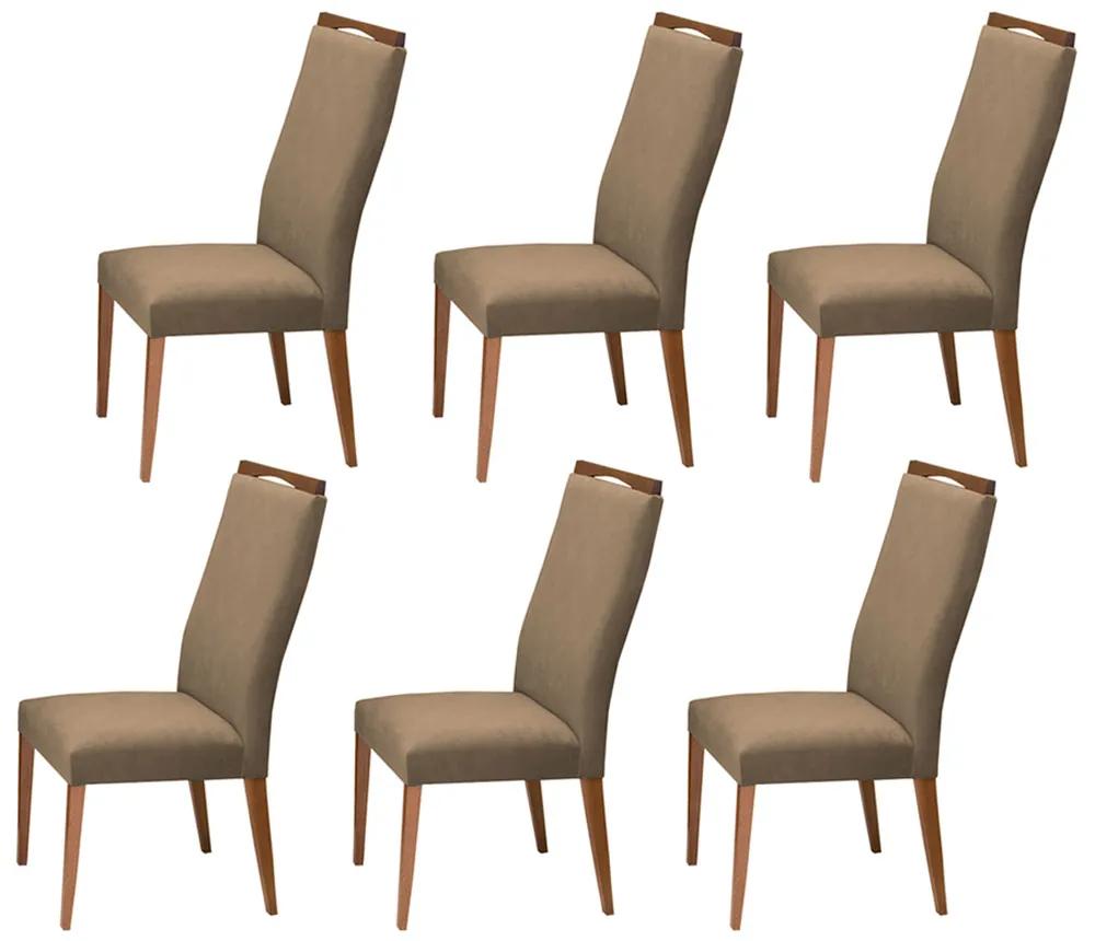 Conjunto 6 Cadeira Decorativa Lívia Aveludado Cappuccino