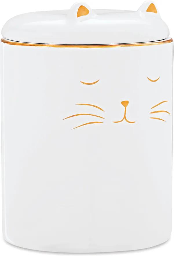 Pote Gato em Cerâmica - Branco Com Dourado