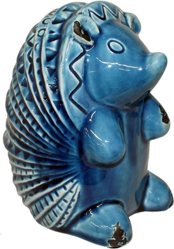 Tatu Cerâmica Azul de Pé