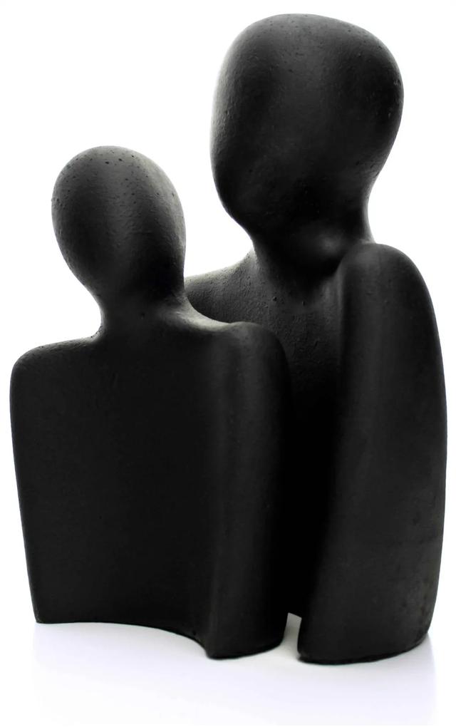 Kit 02 Esculturas Decorativas "Pessoas" em Cimento Preto 26x20,5 cm - D'Rossi