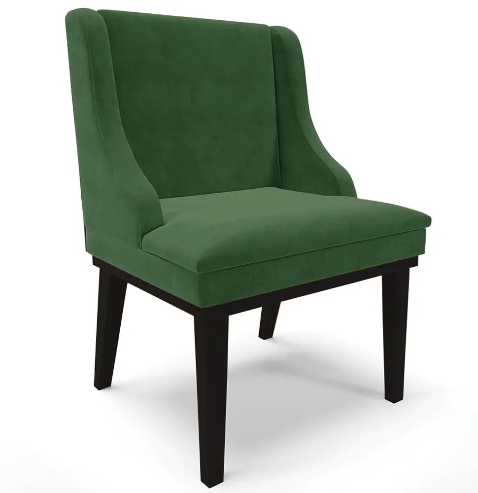 Cadeira Decorativa Sala de Jantar Base Fixa de Madeira Firenze Suede Verde Esmeralda/Preto G19 - Gran Belo