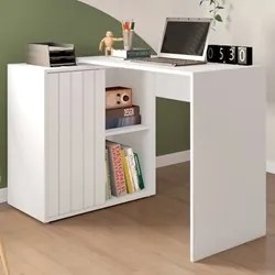 Mesa para Escritório Home Office 1 Porta Ripada Tech Branco Fosco - Ca