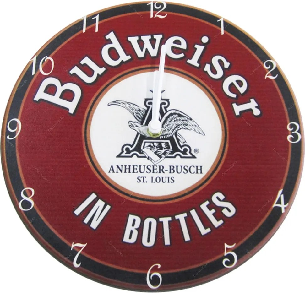 Relógio de Parede Budweiser in Bottles em Madeira MDF - 28 cm