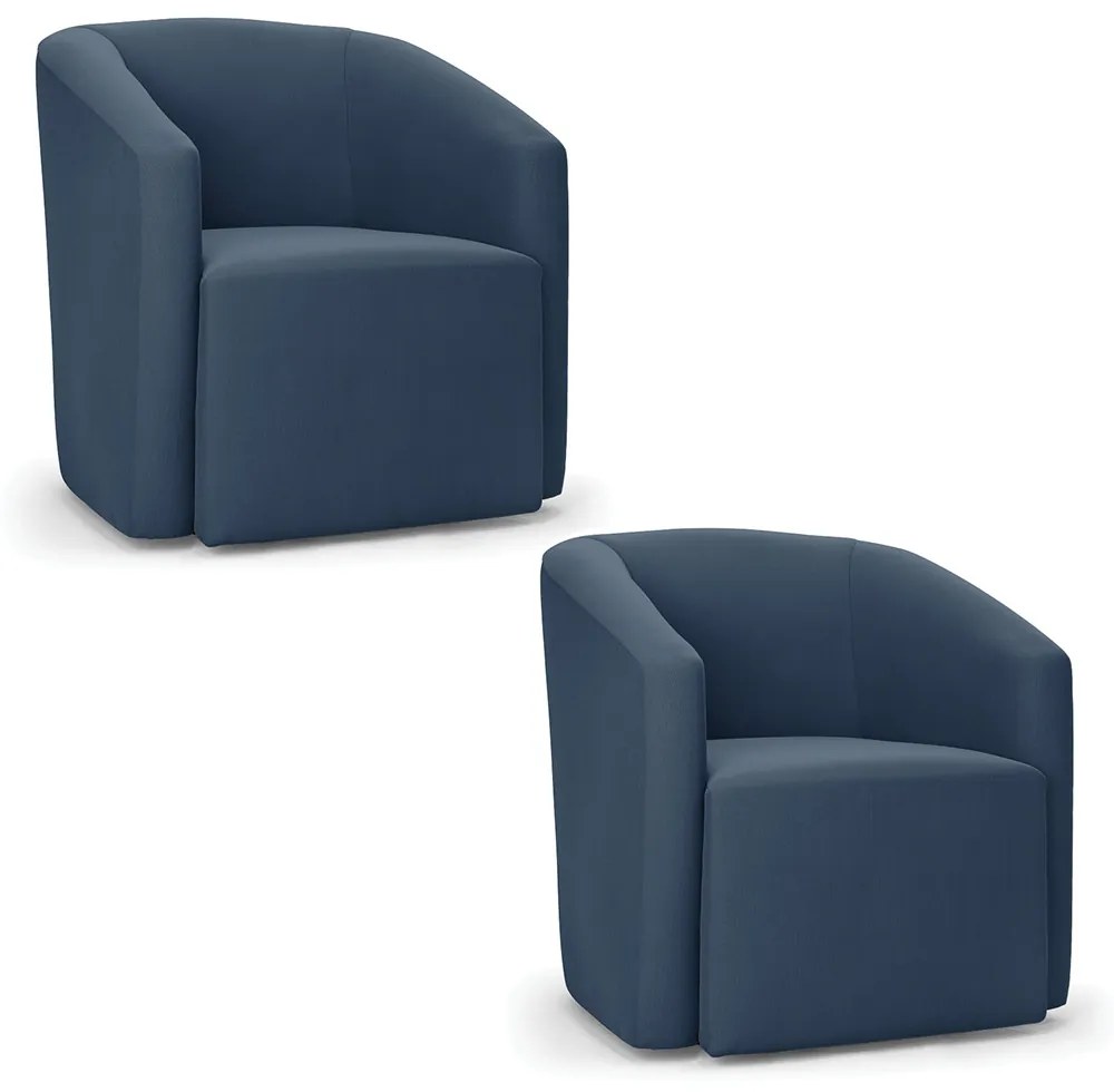 Poltrona Decorativa Orgânica Kit 2 Stella Max Suede D03 - D'Rossi - Azul Marinho