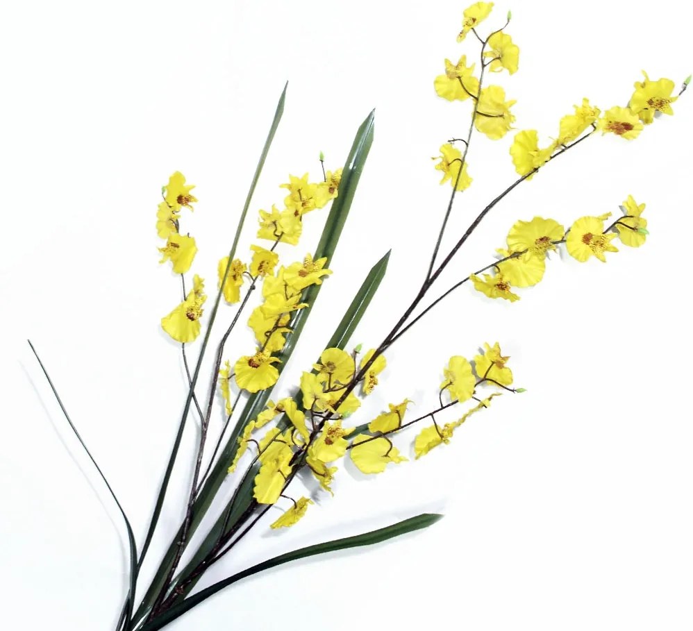 Orquídea Pingo de Ouro c/ Folha Artificial Galho Haste 120cm | BIANO