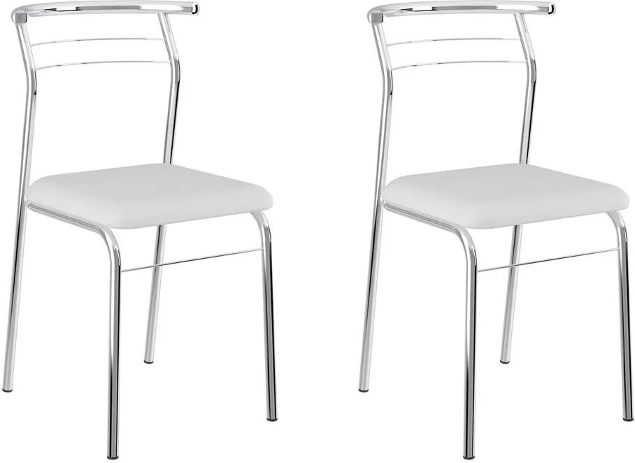 Cadeiras para Cozinha Kit 2 Cadeiras 1708 Branco/Cromado - Carraro Móveis