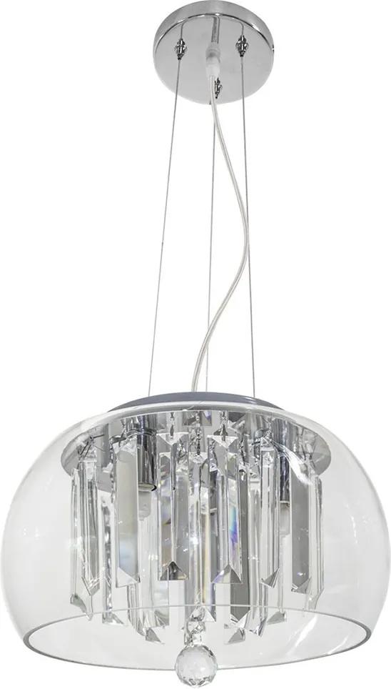 Lustre/Plafon Soho Vidro e Cristal Transp. 28cm - Bella Iluminação - HU6428PC