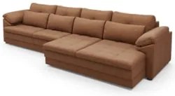 Sofá Retrátil 5 Lugares Para Sala 414cm Dijon Couro Mel S07 - Mpozenat