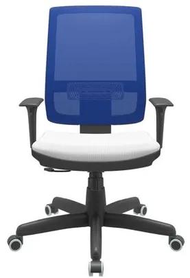 Cadeira Office Brizza Tela Azul Assento Aero Branco RelaxPlax Base Standard 120cm - 63875 Sun House