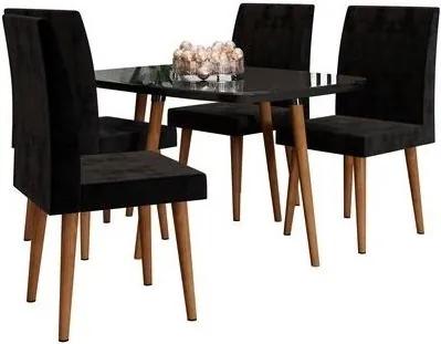 Mesa De Jantar Com 4 Cadeiras Jade Pés Palito Black – RV Móveis