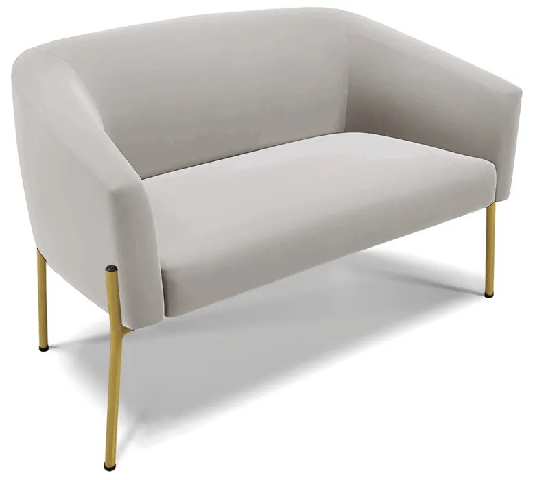 Sofá 2 Lugares Namoradeira Pé de Ferro Dourado Stella Veludo D03 - D'Rossi - Cinza
