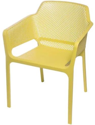 Cadeira Net Nard Empilhavel Polipropileno com Braco cor Amarelo - 53568 Sun House