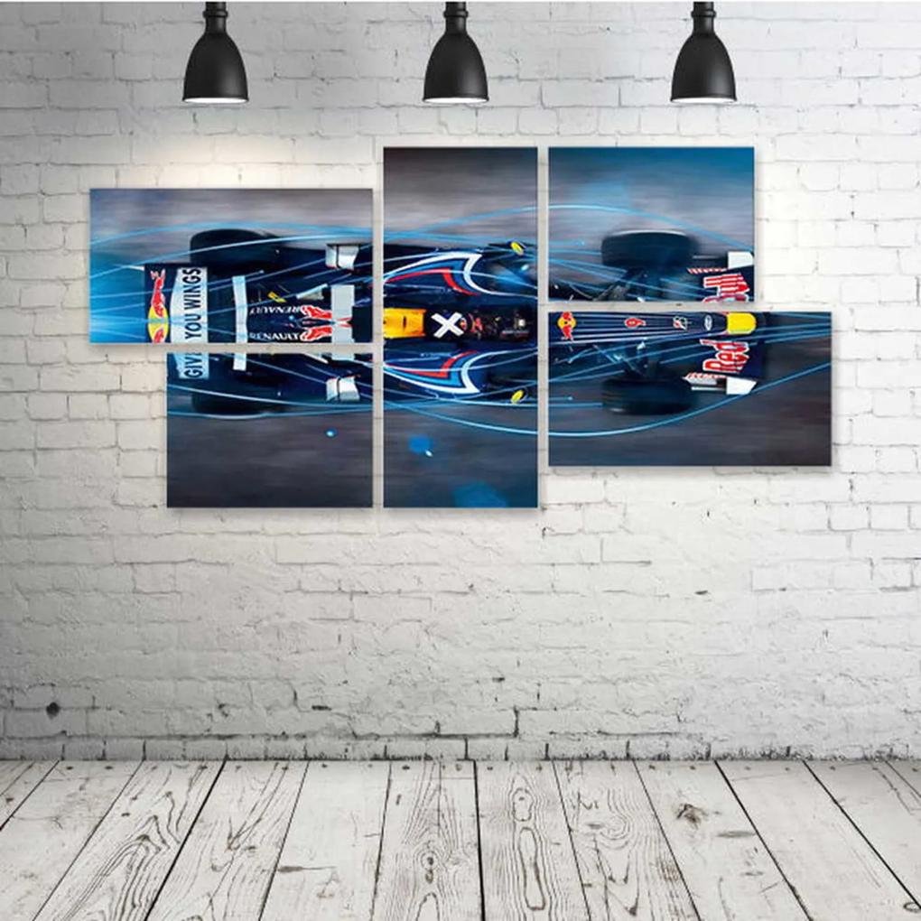 Quadro Decorativo - Formula-1-Red-Bull-RB4-Race-Car-(2) - Composto de 5 Quadros