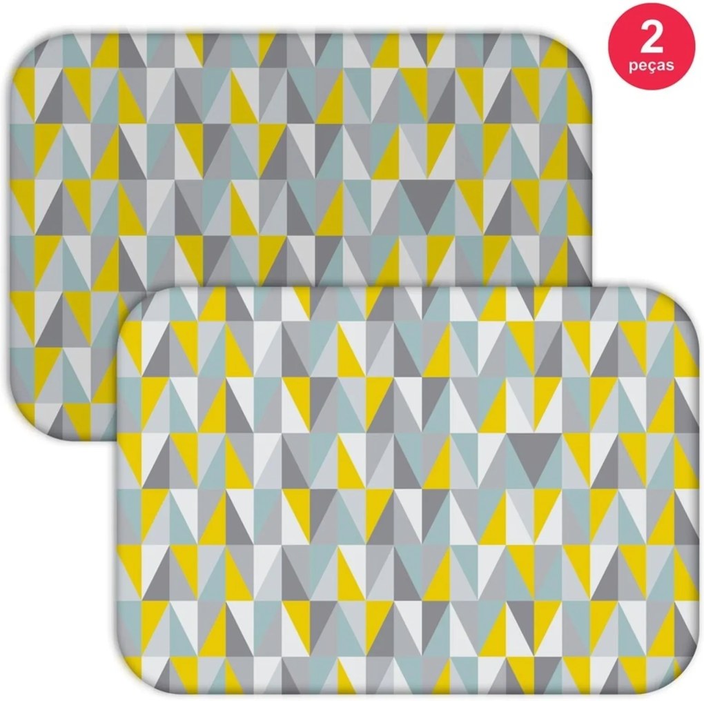 Jogo Americano Love Decor Multi Triângulos Cinza/Amarelo