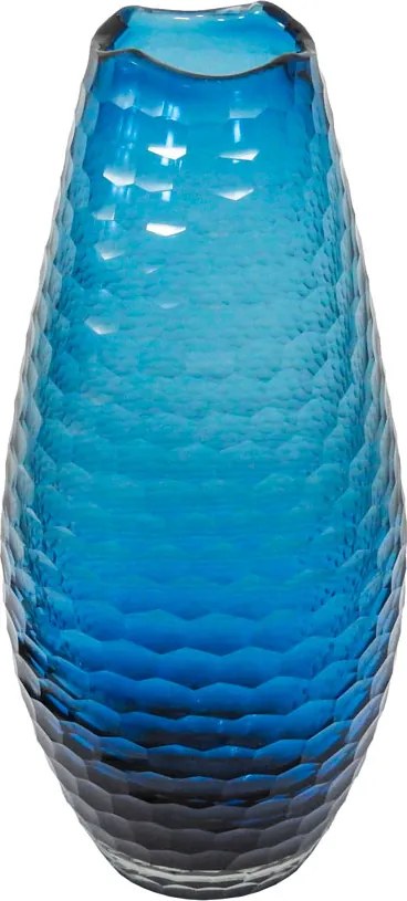 Vaso Decorativo em Vidro na Cor Azul - 43x18,5cm