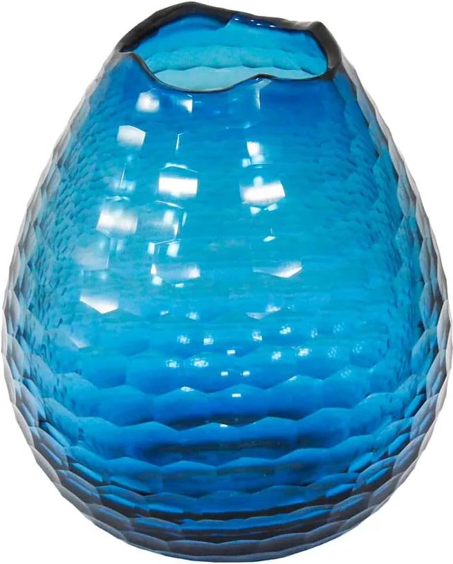 Vaso Decorativo em Vidro na Cor Azul - 25x20cm
