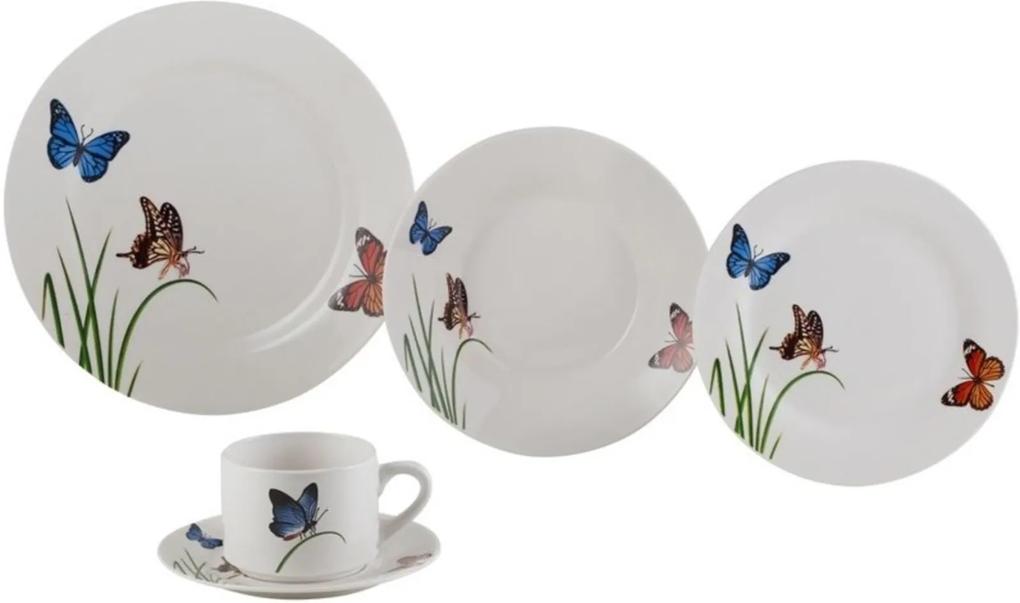 Aparelho de Jantar 20 Peças para Chá em Porcelana Azul Butterflies 2137 Lyor Classic