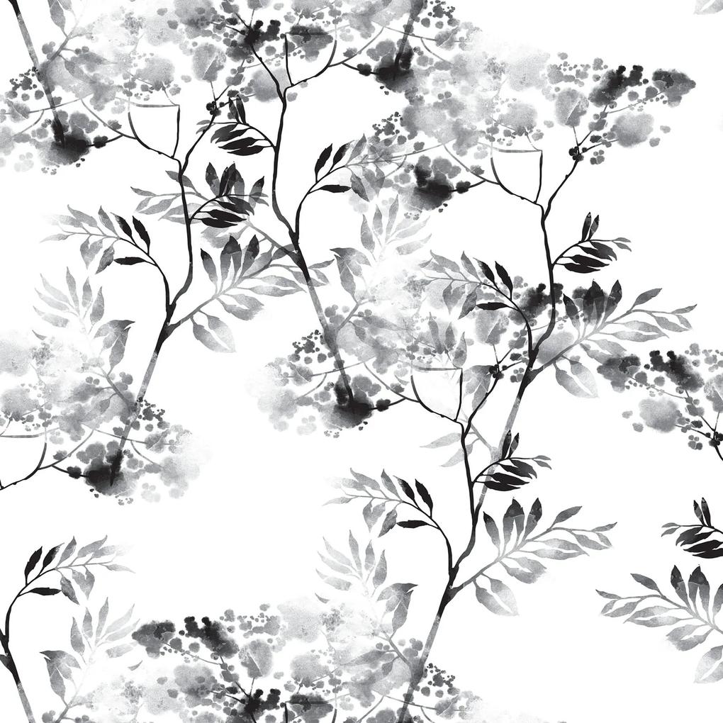 Papel de Parede Floral preto e branco