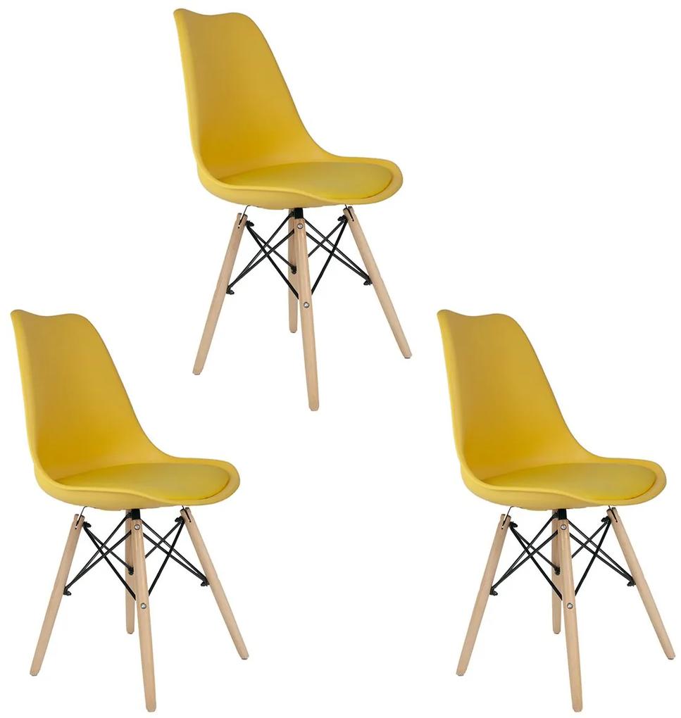 Conjunto 3 Cadeiras Saarinen Amarela Dsw - Empório Tiffany