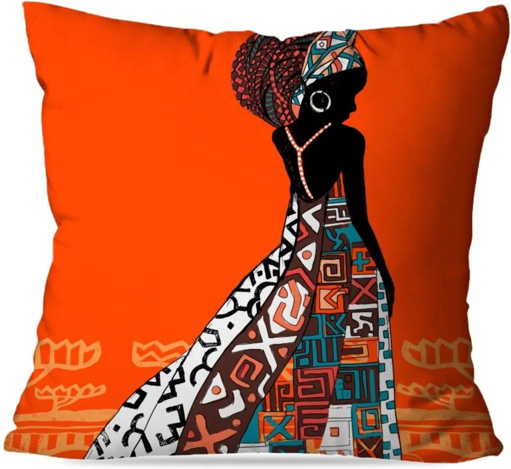 Capa para Almofada Avulsa Decorativa Africana Laranja 45X45cm