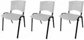 Kit 03 Cadeiras Empilháveis De Plástico Para Recepção CA300 Branco Lafatelli