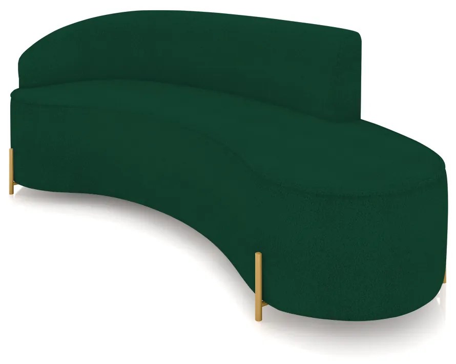 Sofá 4 Lugares Orgânico 220cm Pé Dourado Morgan Bouclê Verde D03 - D'Rossi