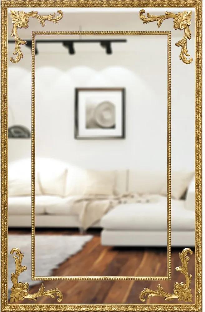 Espelho Grande Clássico Com Moldura Em Folha De Ouro 130x200cm