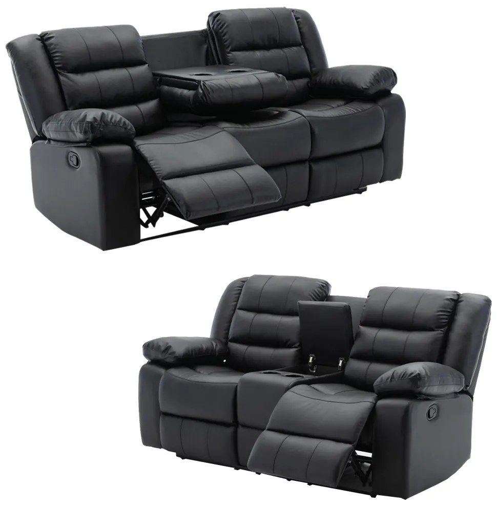 Conjunto Poltronas Sala de Cinema 2 e 3 Lugares Hollywood com Massagem/Aquecimento PU Preto G31 - Gran Belo