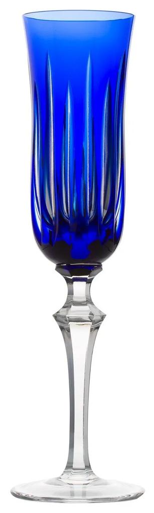 Taça de Cristal Lapidado p/ Champagne 37 - Azul  Azul Escuro