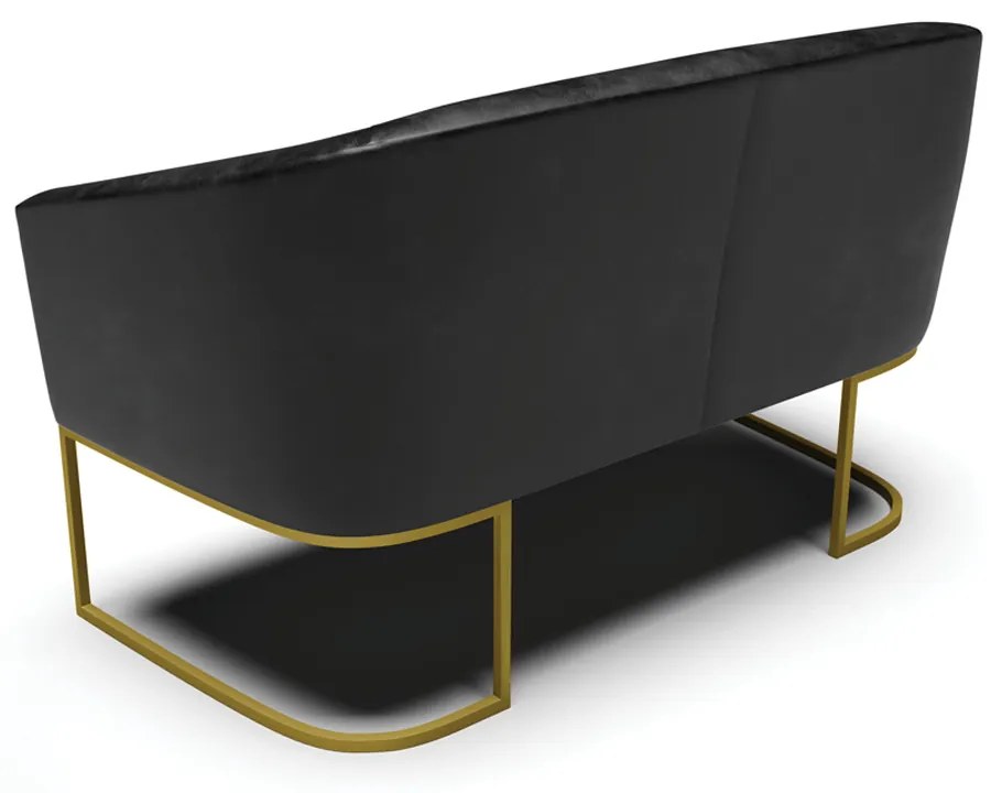 Sofá 2 Lugares Namoradeira Industrial Dourado Stella Sintético PU D03 - D'Rossi - Preto