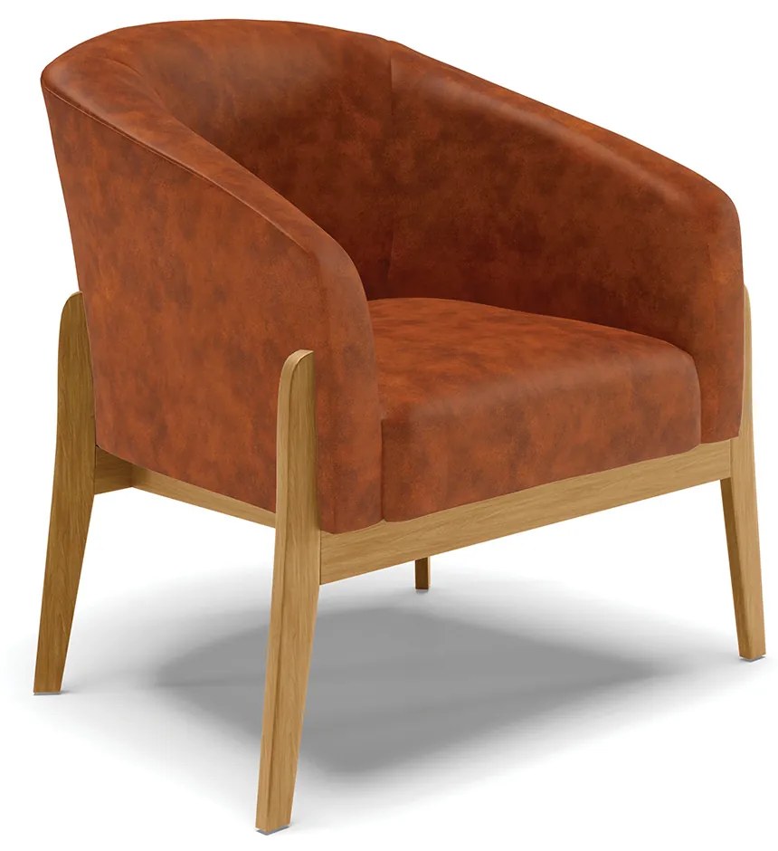 Poltrona Decorativa Base de Madeira Stella Sintético PU D03 - D'Rossi - Nozes