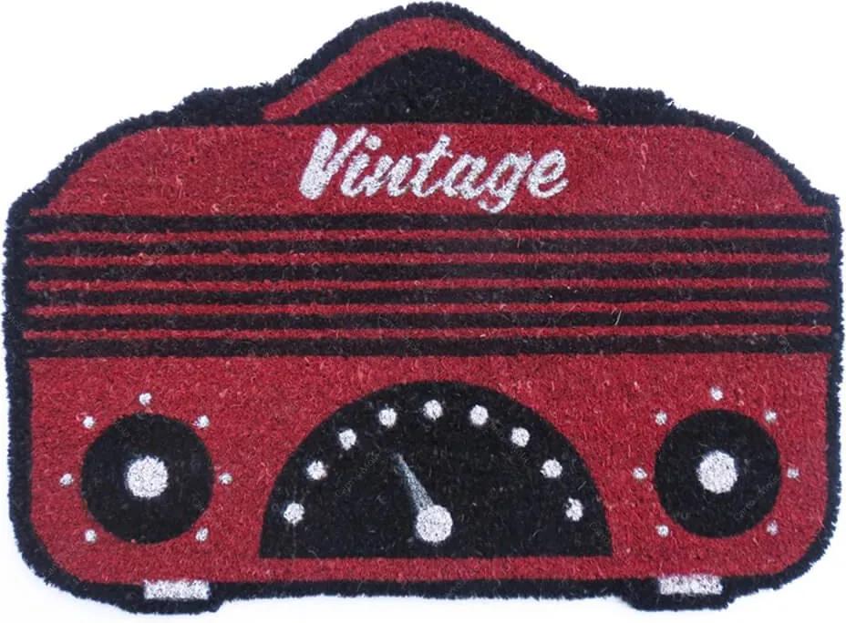 Capacho Rádio Vintage Vermelho em Fibra de Coco e PVC - Urban