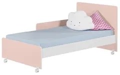 Berço Americano Mini Cama Com Rodízios Charme P14 Branco/Rosa - Mpozen