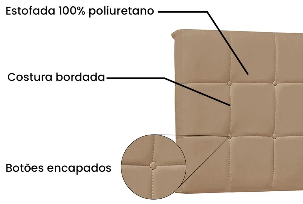 Painel Cama Casal Pôlonia SPZ 140cm Suede