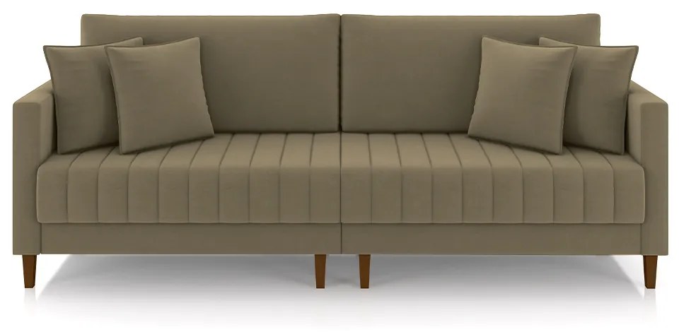 Sofá Living Decorativo Hamburgo Bipartido 2 Lugares 216cm com Almofadas Pés em Madeira Veludo Castor G33 - Gran Belo