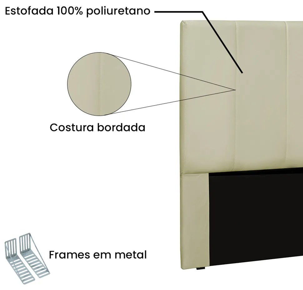 Cabeceira Arizona Para Cama Box Solteiro 90 cm Corino - D'Rossi - Bege