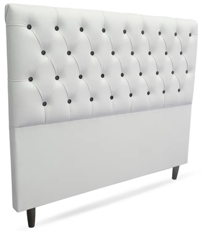 Cabeceira Cama Box Casal King 195cm Nicole Capitonê Corano Branco Botão Preto - Sheep Estofados - Branco