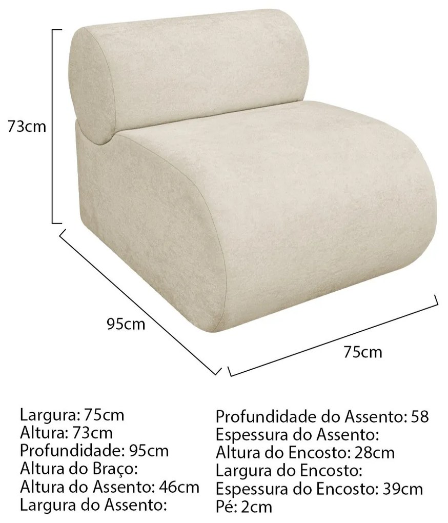 Kit 2 Poltronas Decorativas Orgânica Escritório Recepção Sala Virgínia Bouclé - ADJ Decor