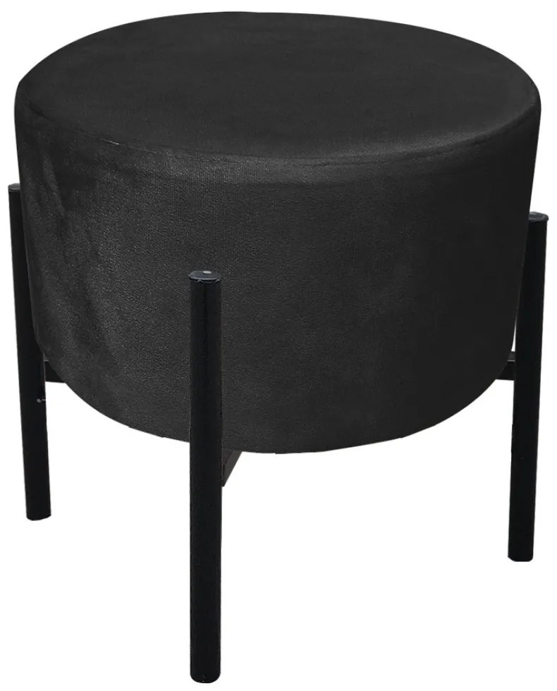 Puff Banqueta Decorativo Industrial Preto Kit 2 Iron Suede D03 - D'Rossi - Preto