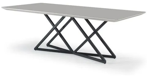 Mesa Jantar Ora Vidro Off White Base Preto Fosco 220cm - 70909 Sun House